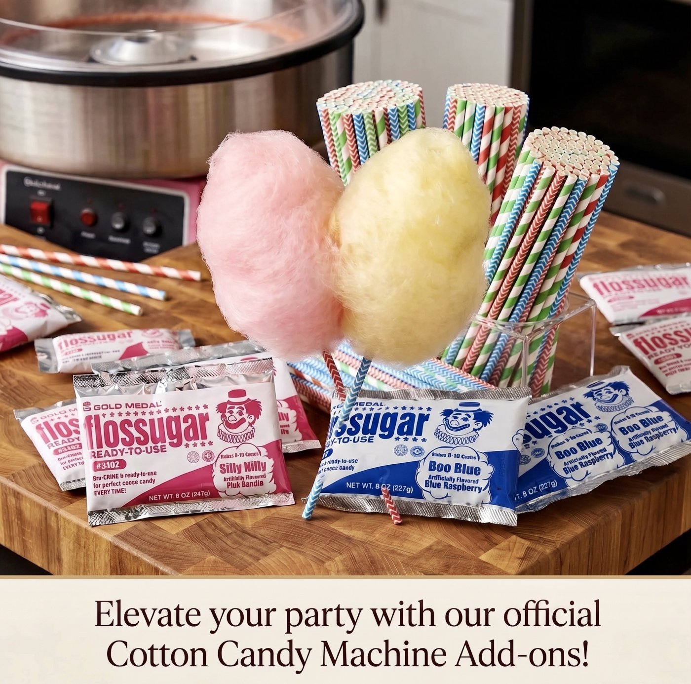 Cotton Candy Packet (8OZ) and Sticks (8)